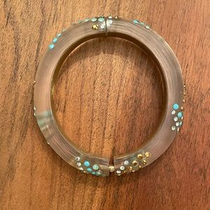 Alexis Bittar Gold, Clear and Blue Crystal Lucite Bracelet